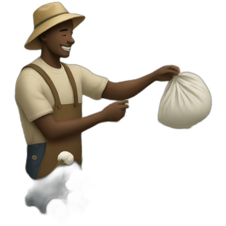 Black man picking cotton emoji