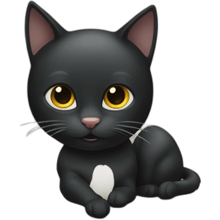 Black cat talking by iPhone  emoji