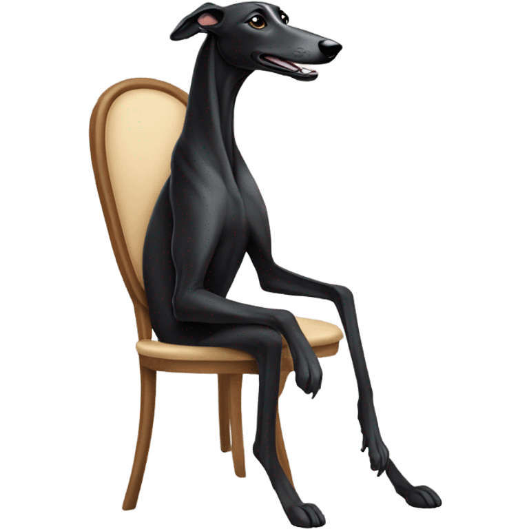 Black greyhound sitting in chair emoji