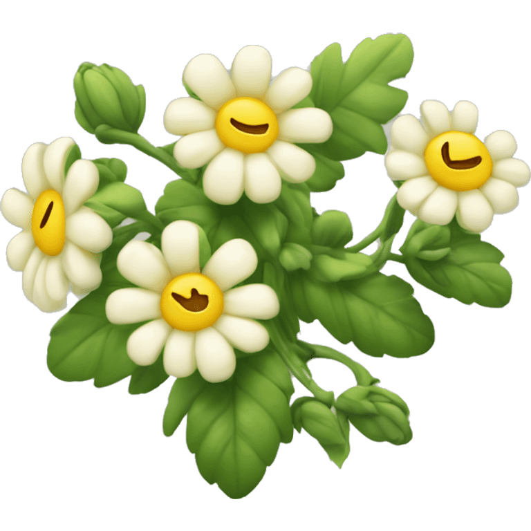 En grønn blomst med guledetaljer emoji