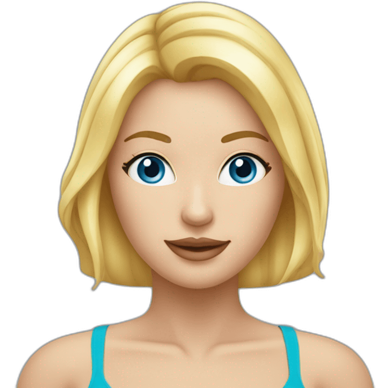 Vrouw met blond haar in bikini blauwe ogen emoji