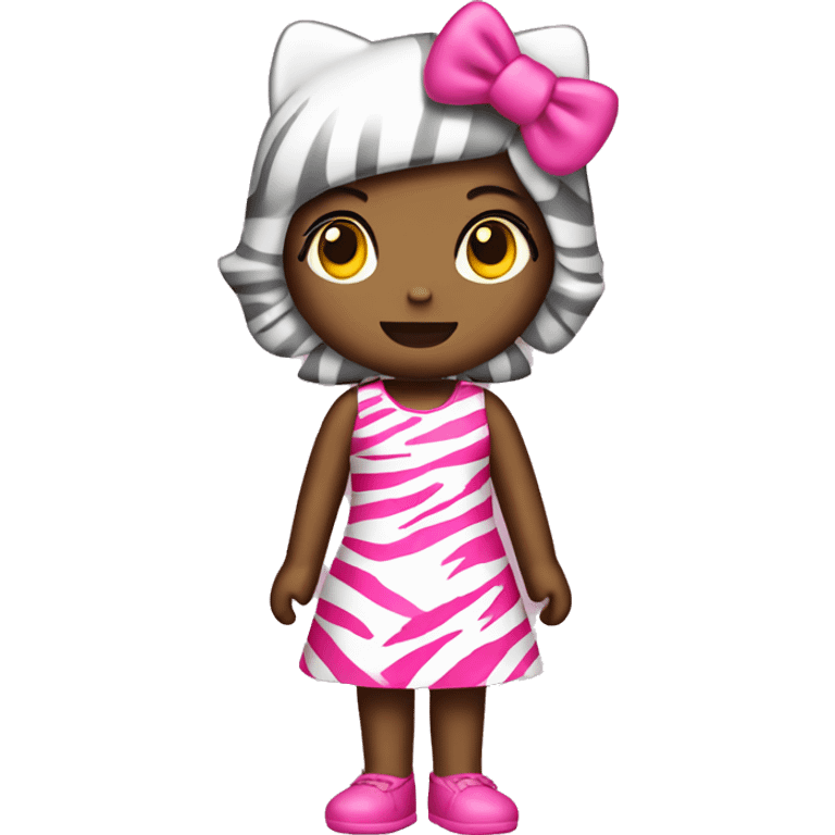 Hello Kitty with a pink zebra print dress emoji