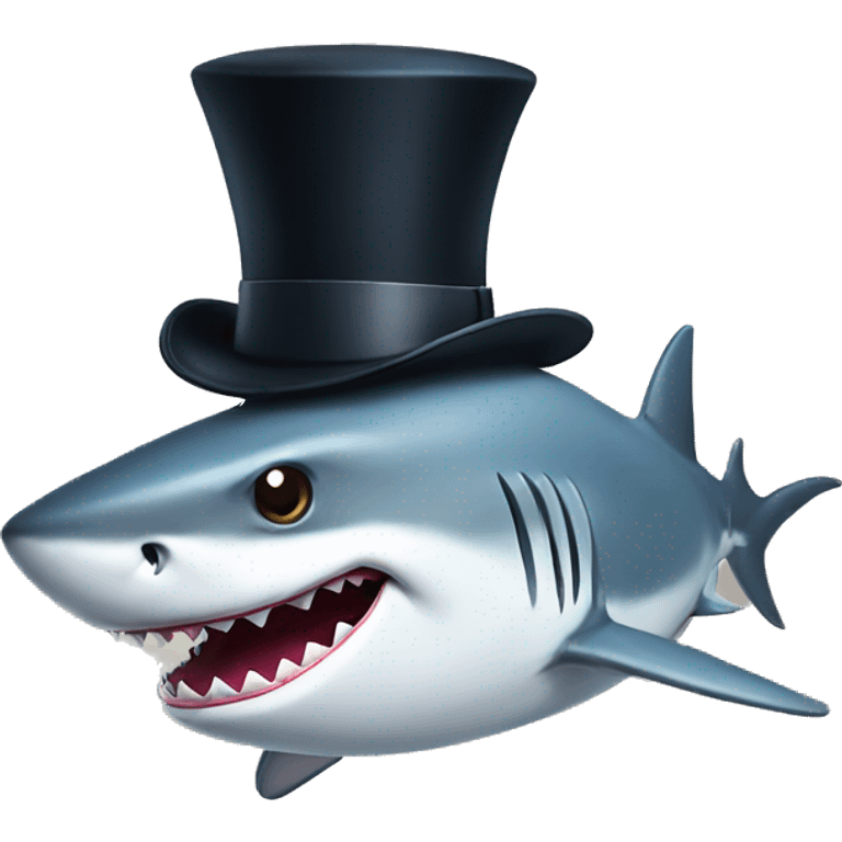 Shark with a top hat emoji