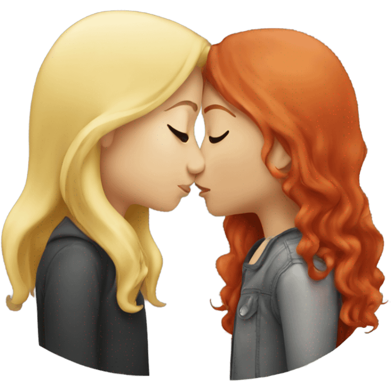 blonde and red head girl kissing  emoji