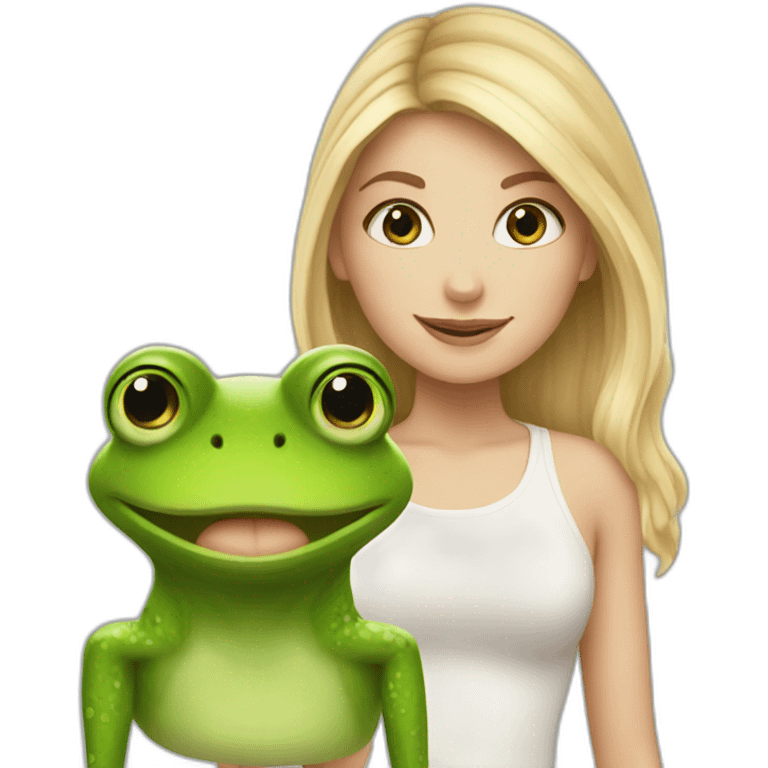 White girl with frog emoji