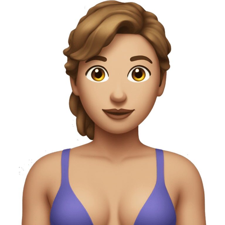 Slim-Thicc caucasian woman with brown hair swimsuit posing emoji