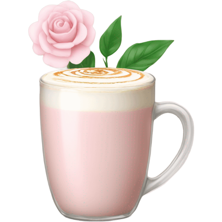 Light Pink latte classy in glass with flower emoji