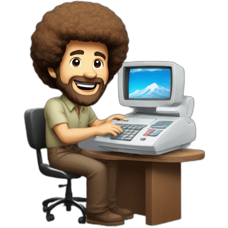 Bob Ross sending fax emoji