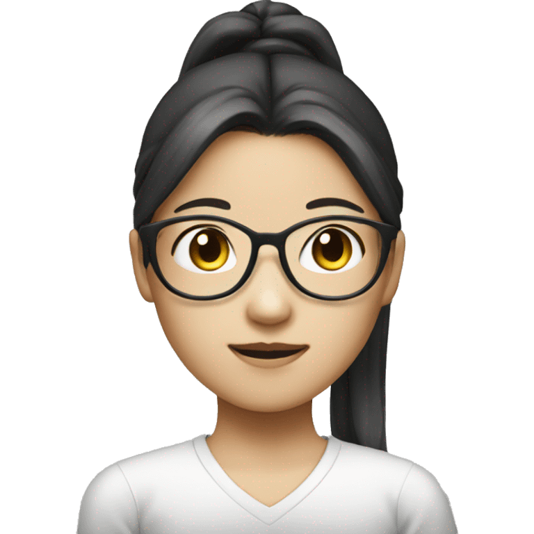 asian girl with white glasses and pony tail emoji