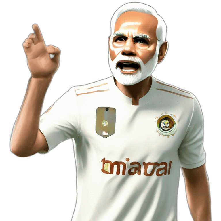 hyper realistic narendra modi doing cristiano ronaldo's celebration 'siuuu' in india's jersey emoji