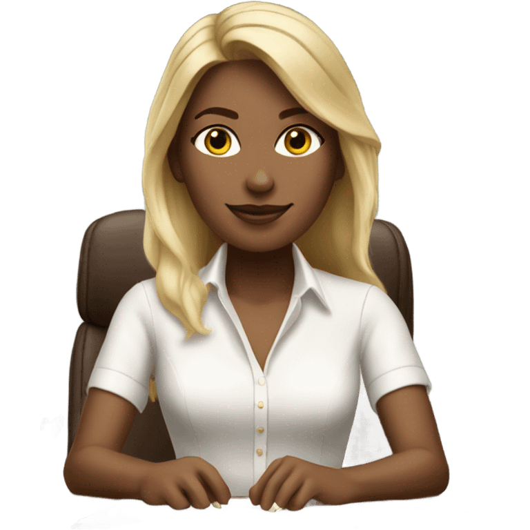 White Ralph lauren women working at desk emoji