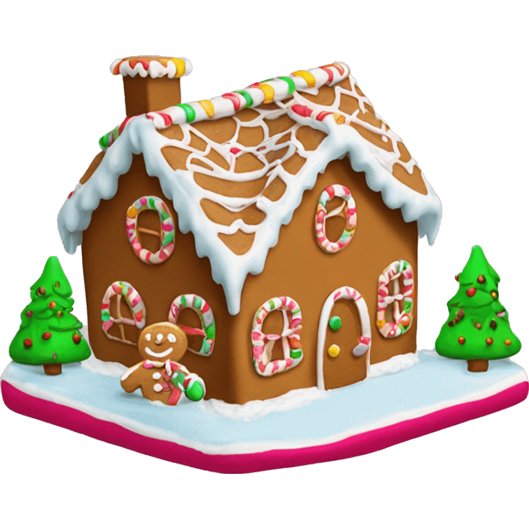 create a christmas gingerbread house make the icing pastelic emoji