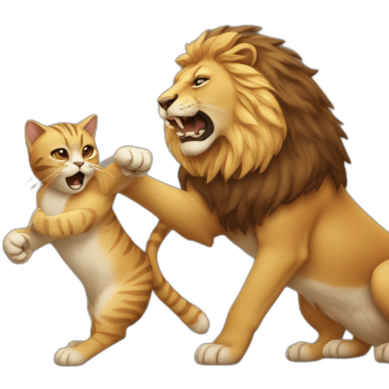 Cat and lion fighting  emoji