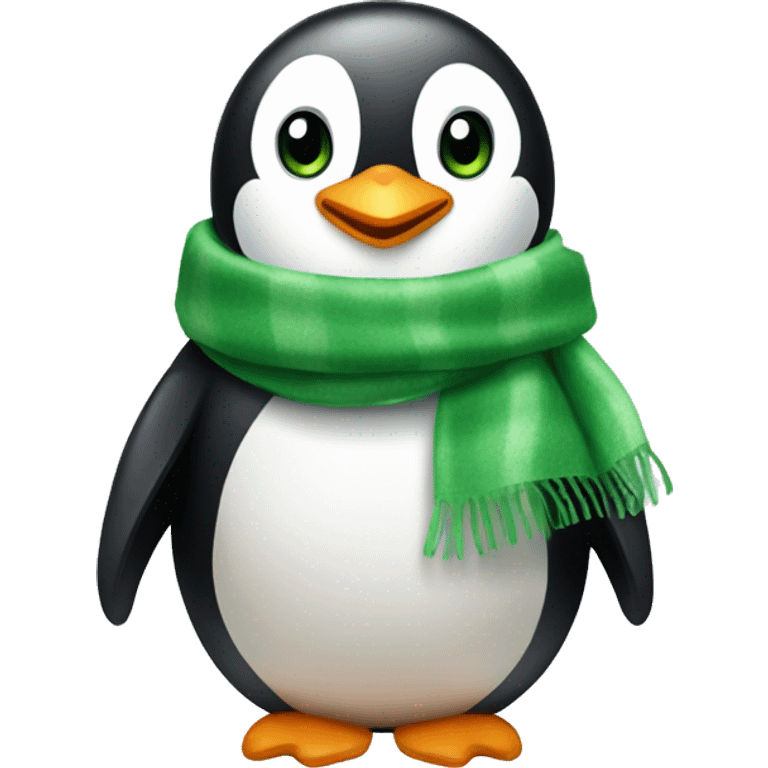 Penguin with green scarf emoji