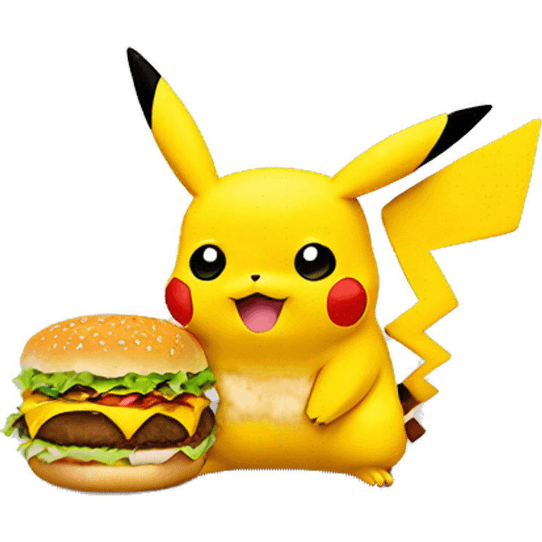 Pikachu with cheeseburger emoji