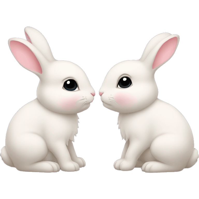 Two cute bunnies are kissing emoji