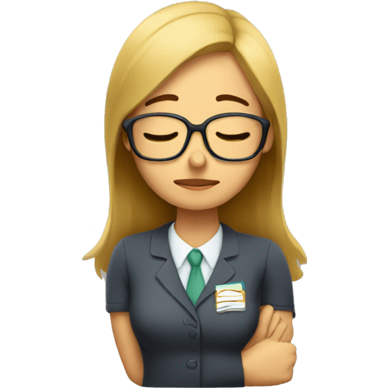 Tired woman teacher needs a nap emoji