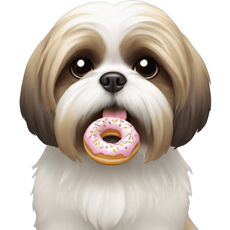 shih tzu eating donut emoji