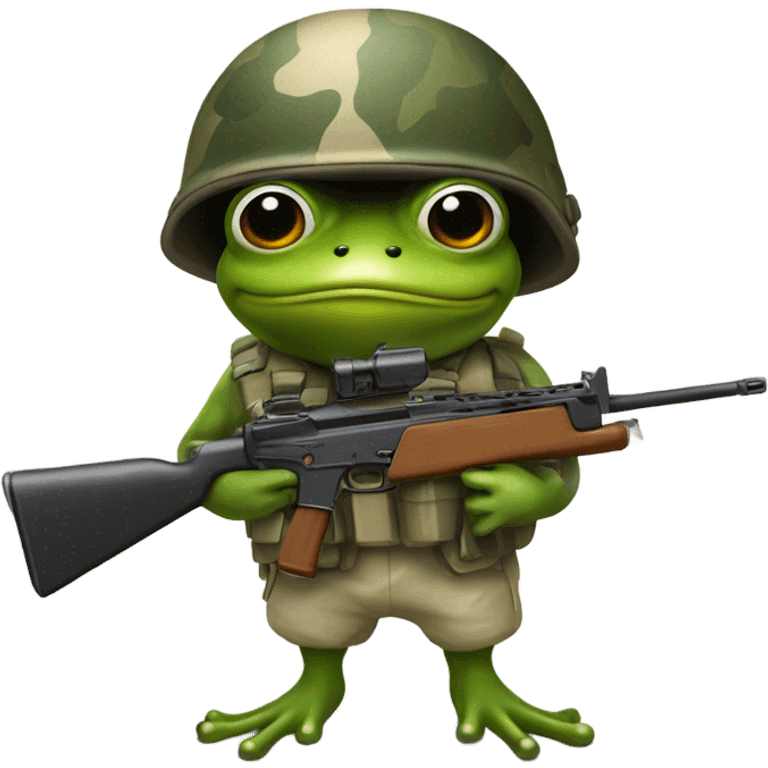 A frog in war emoji