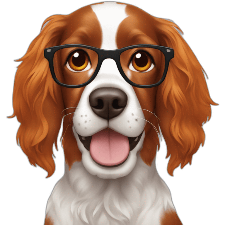 Springer spaniel with man and girl orange hair with glasses emoji