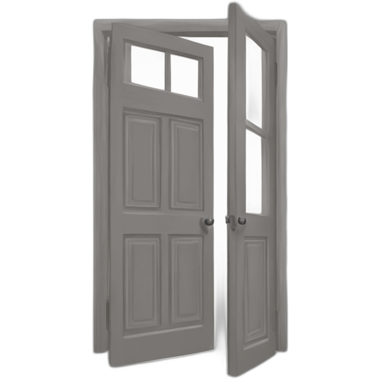 one open door wood color gray style perpective emoji