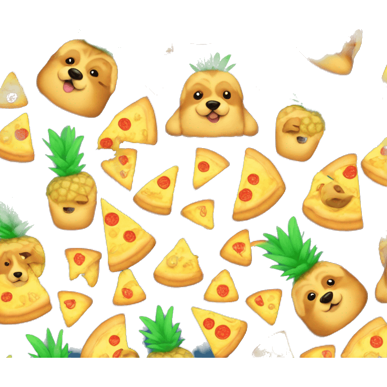 Corgi putting pineapple on pizza emoji