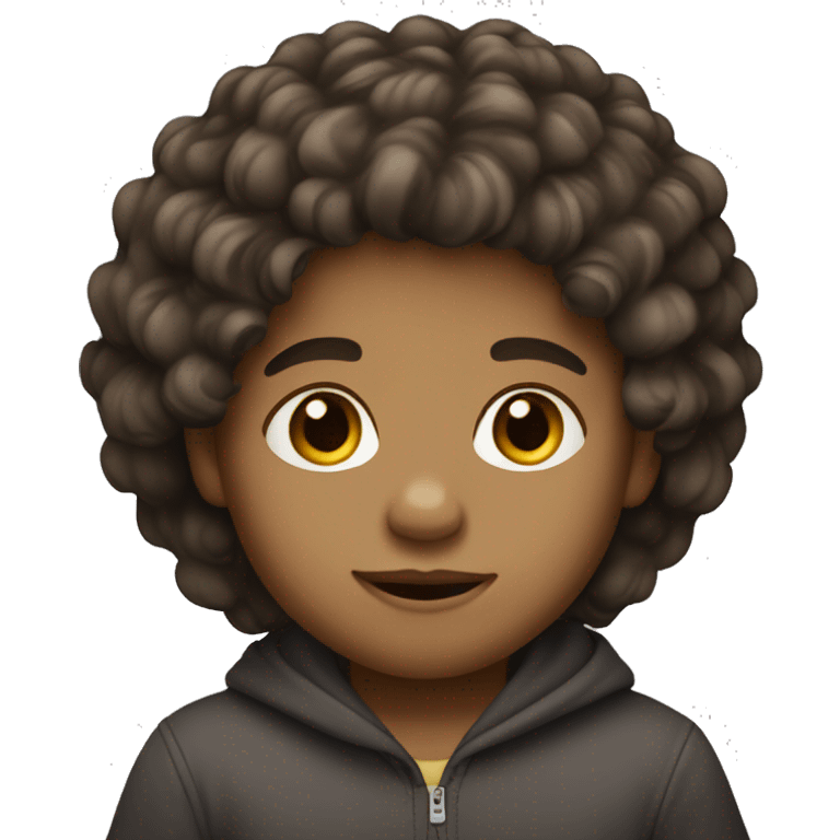 male Baby face dark long curls Light skin tone emoji