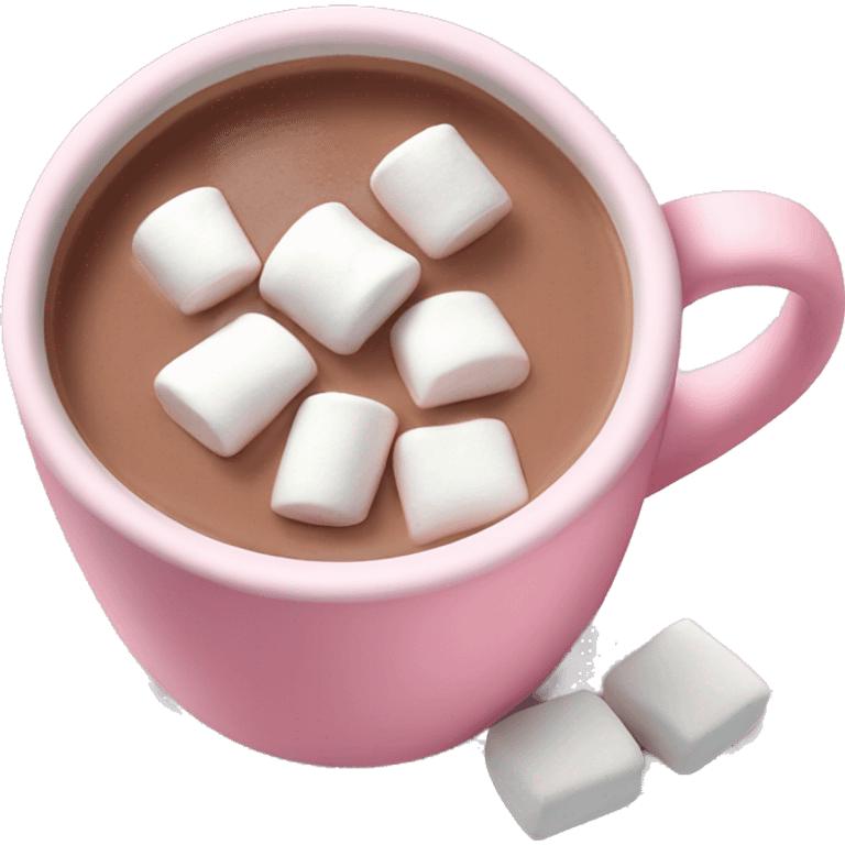 Light Pink mug of hot chocolate with marshmallows  emoji