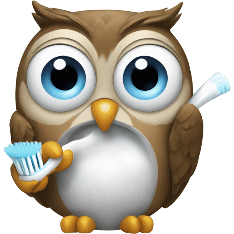 Owl brushing teeth emoji