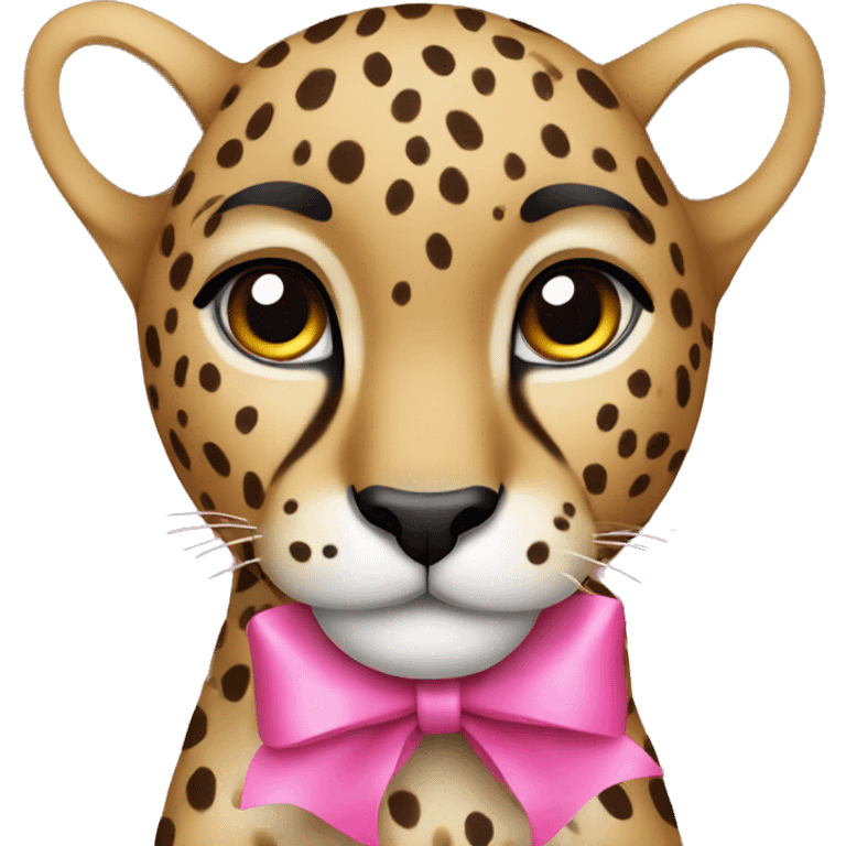 christmas cheetah with pink bow emoji