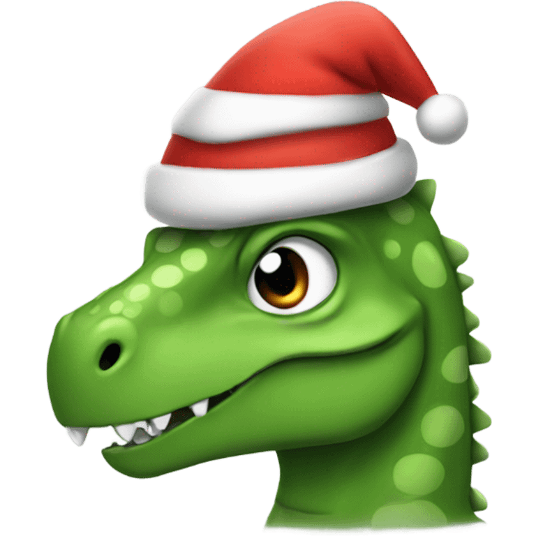 Dinosaur wearing Santa hat emoji