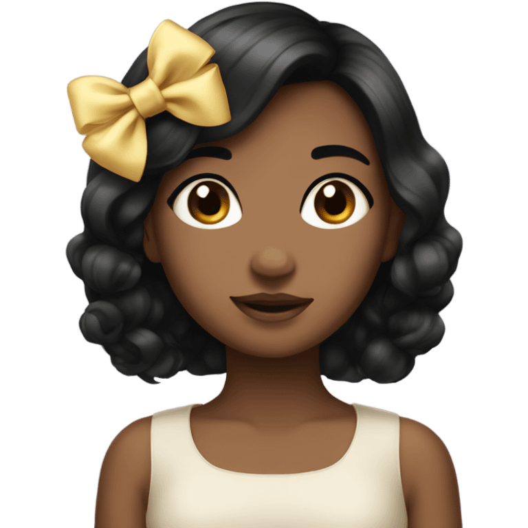 a black haired beautiful girl with cute bow emoji