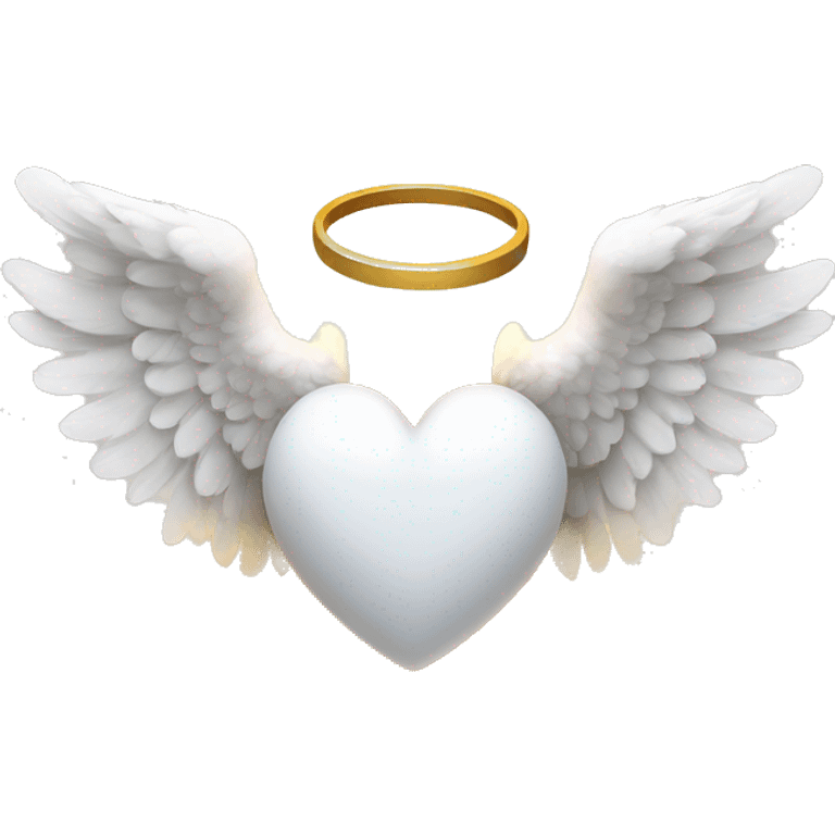 White angel heart with wings and halo emoji