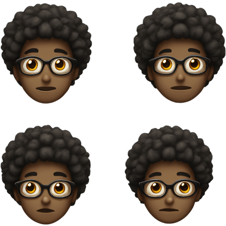 Boy with an Afro and glasses doing an Eyebrow raise  emoji