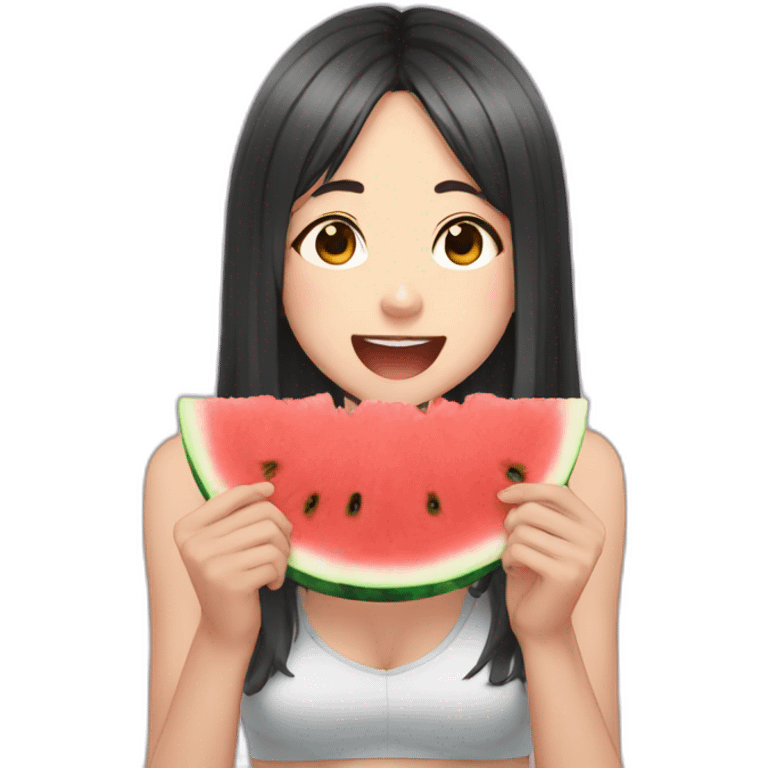 anime girl eating watermelon emoji