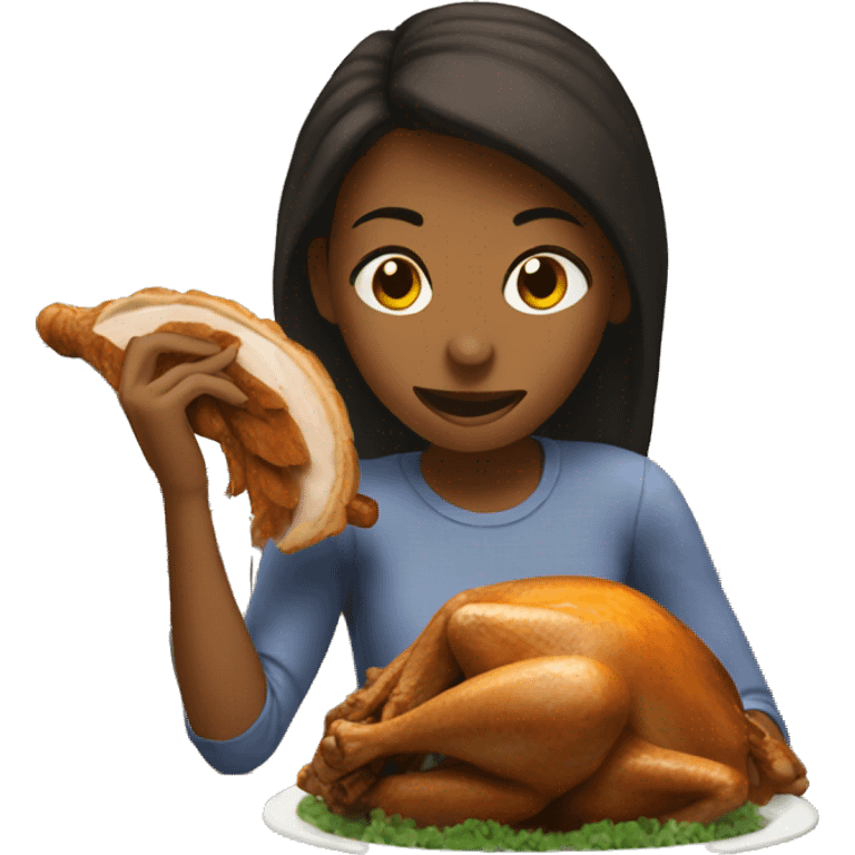 Girl eating a turkey arm emoji