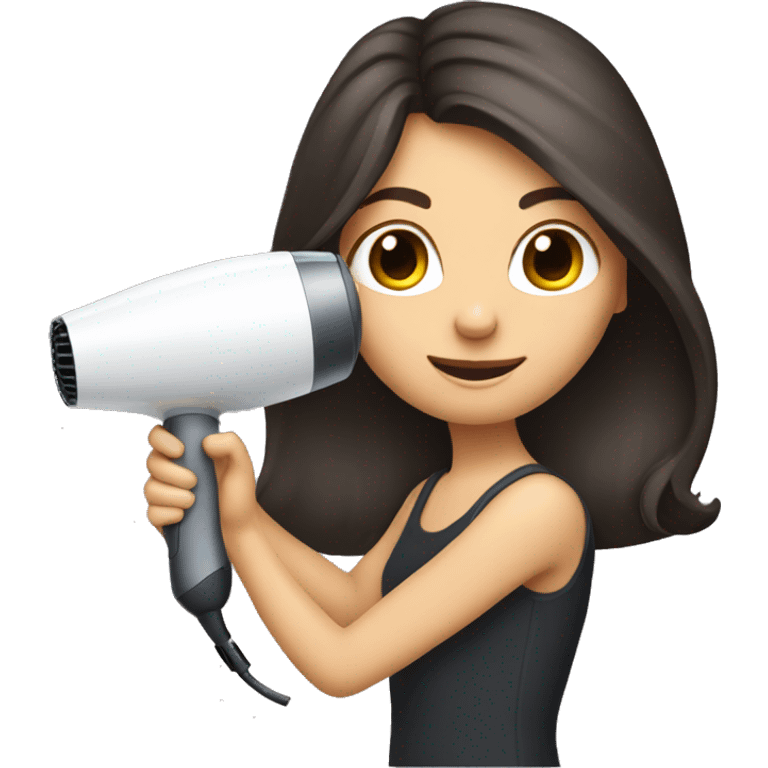 brunette girl holding a hair dryer  emoji