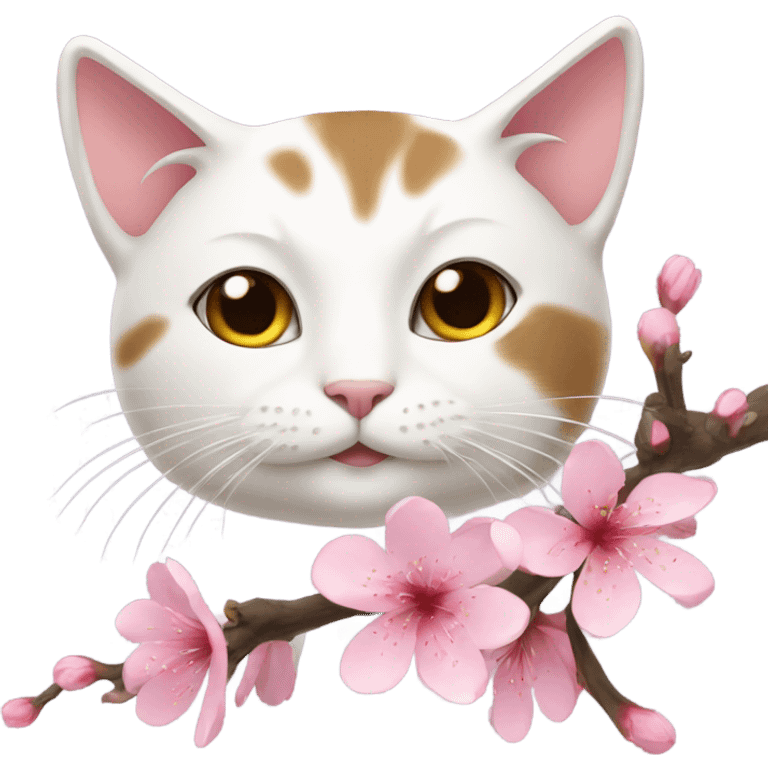 Cat with Sakura flower  emoji