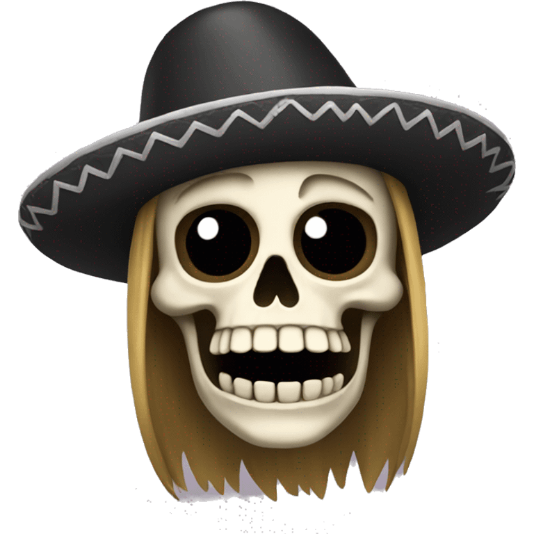 Mexican skeleton with long hair, mustache emoji