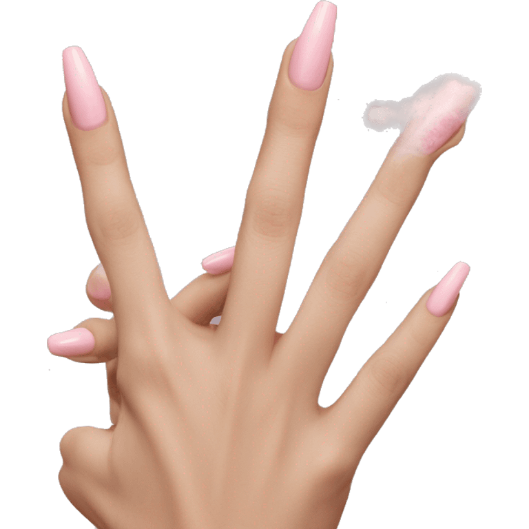 feminine pale hand with baby pink nails holding smoking palo santo realistic soft textures emoji