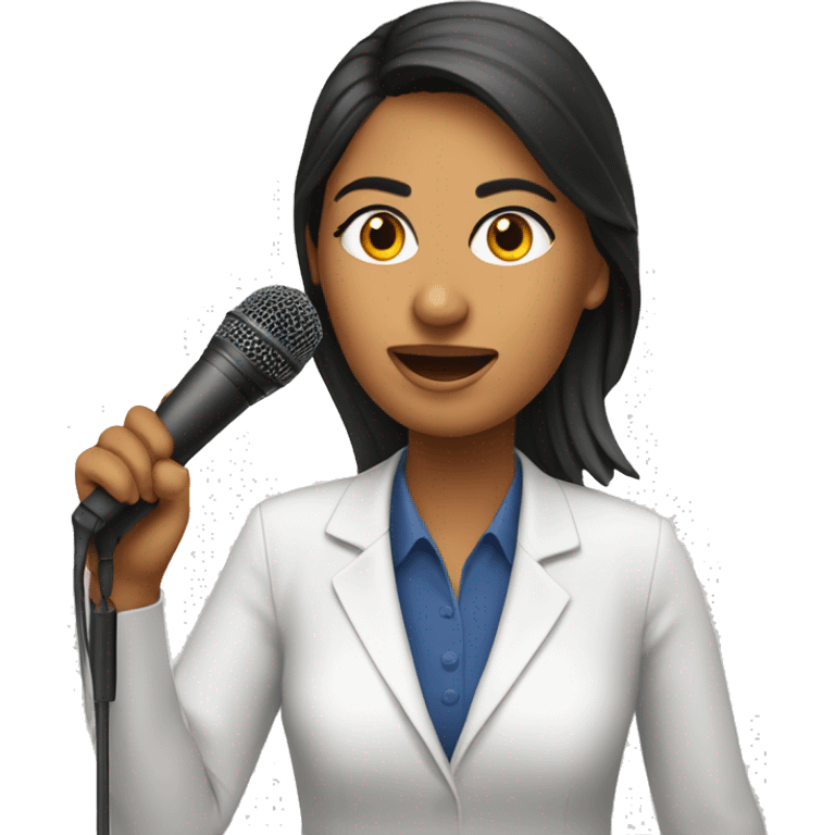 woman indian media reporter with microphone emoji