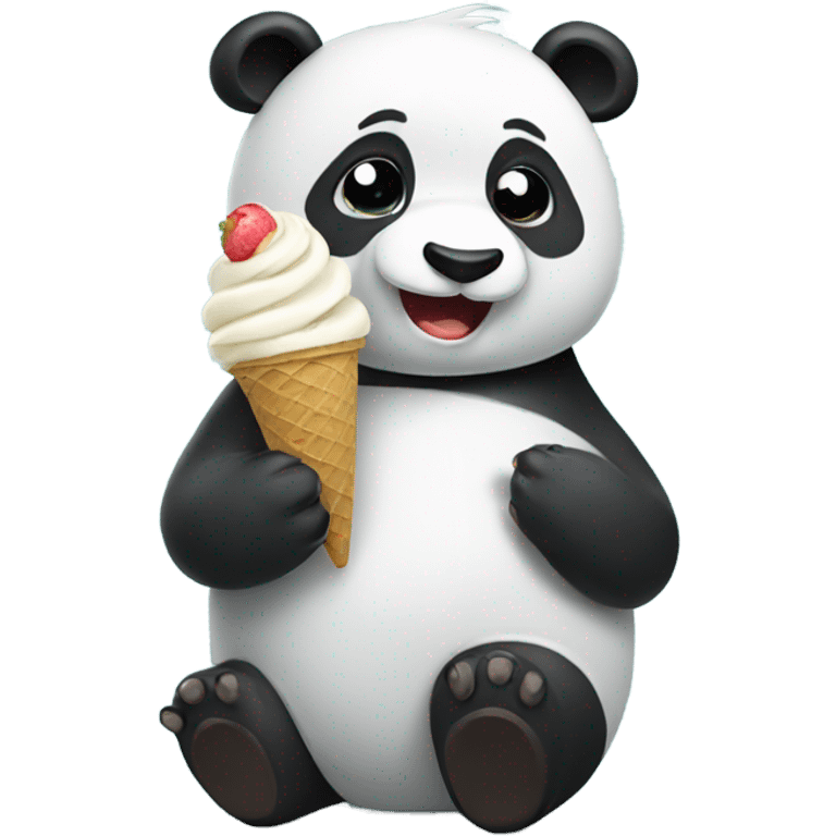 Panda eating ice cream emoji