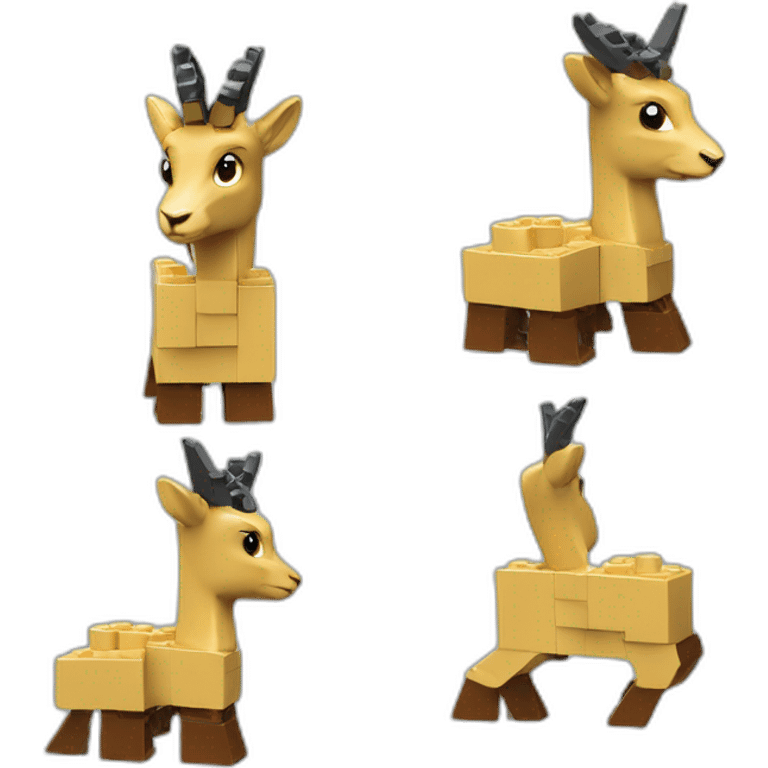 A chamois playing with Lego small bricks emoji