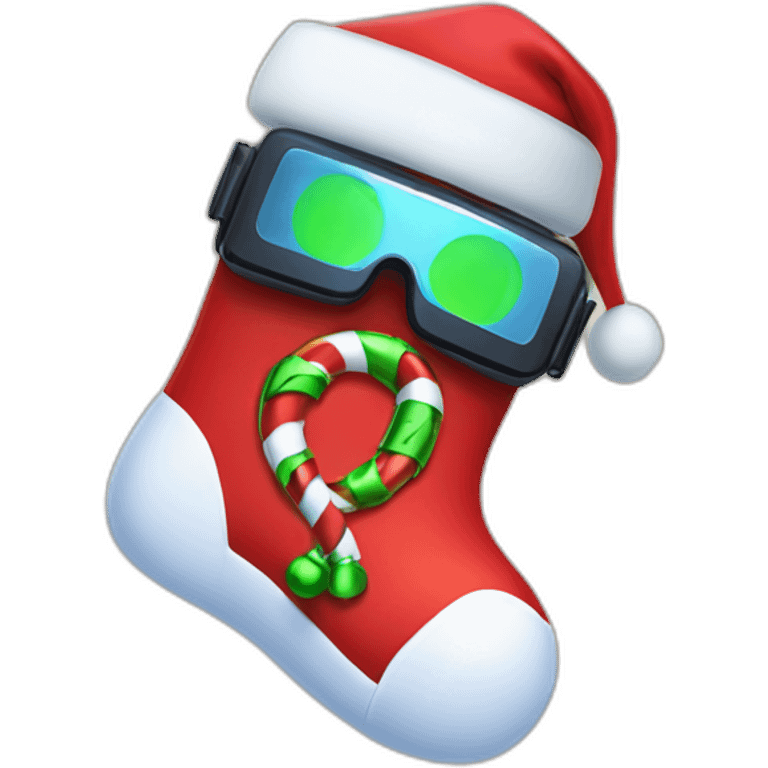 Christmas stocking with vr headset emoji