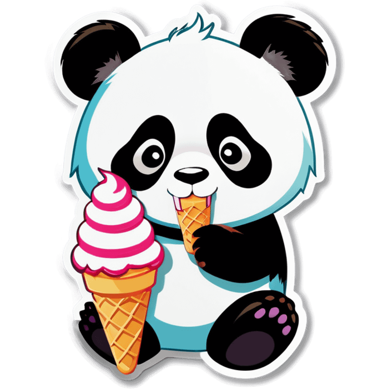 Panda eating ice cream emoji