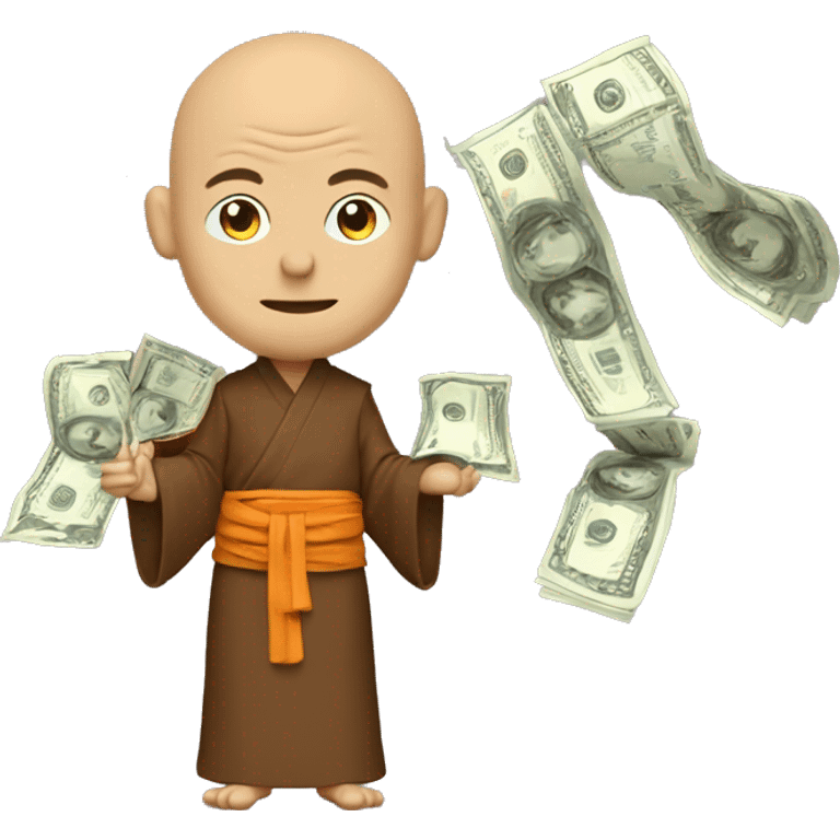 wise monk with money and financial debt emoji