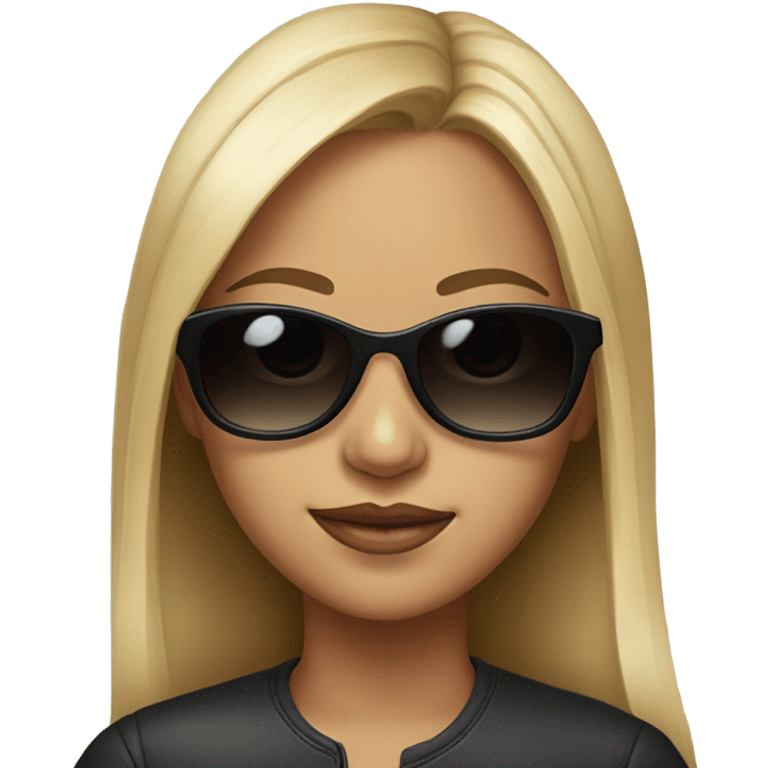 realistic portrait of girl with sunglasses emoji