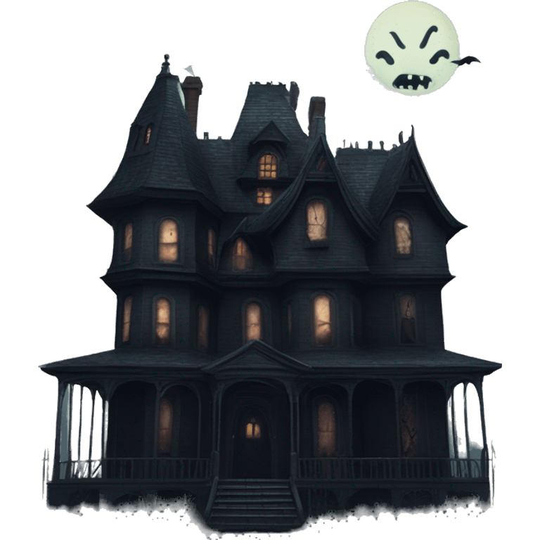 Dark and stormy night Haunted Addams house. Dilapidated  emoji