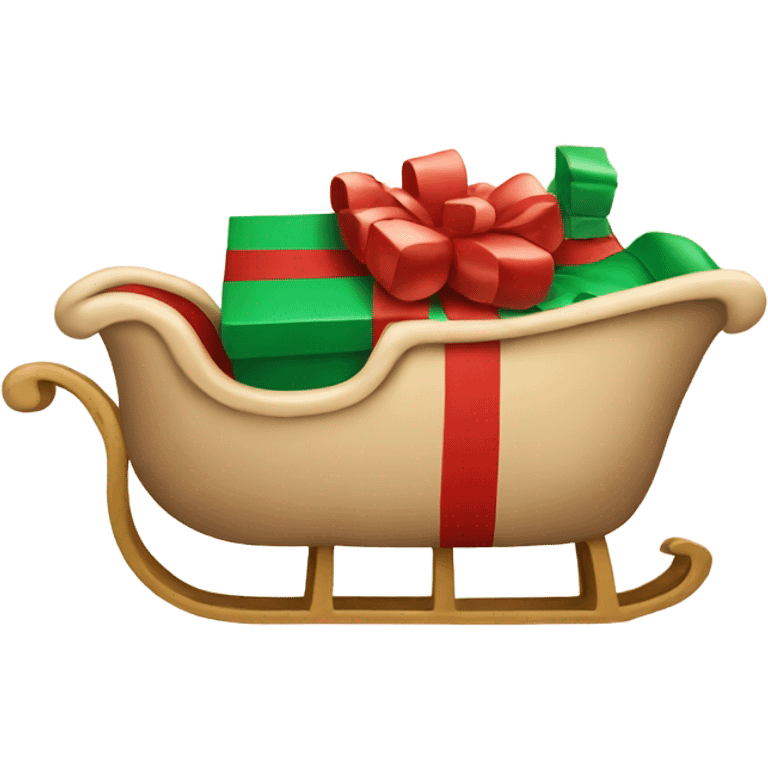 Beige sleigh with christmas present  emoji