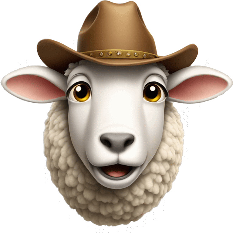 Shocked sheep wearing cowboy hat emoji